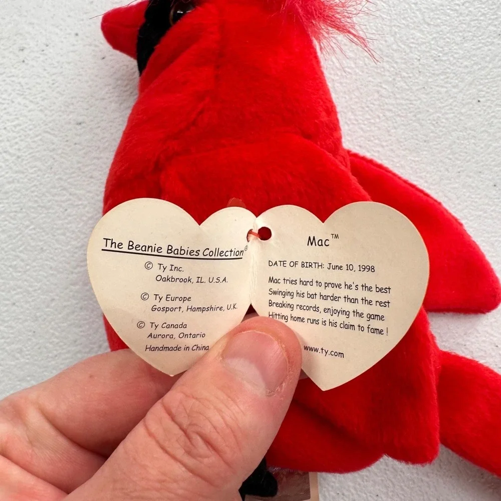 Vintage Ty Beanie Babies Mac & Kuku‎ Plush Birds Set Cardinal Cockatoo Bundle